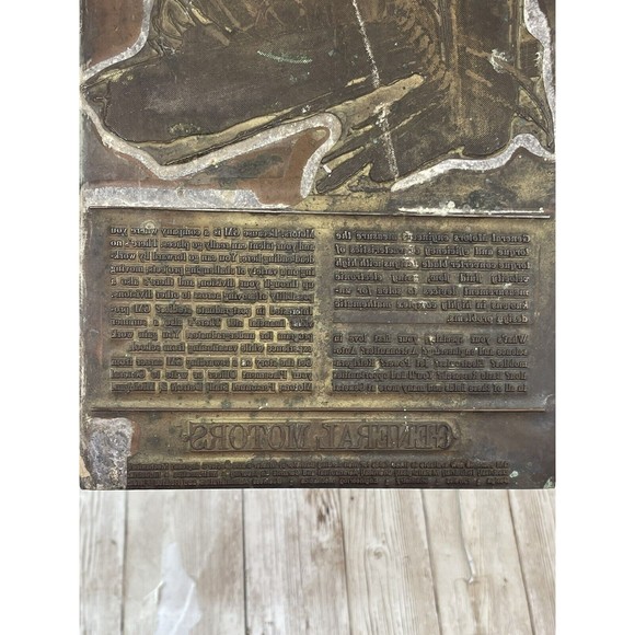 General Motors ‘Job ￼Opportunities’ Metal Letterpress Printing Press Plate GM - Picture 8 of 15